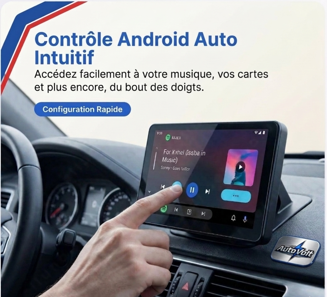 Auto Volt - Écran CarPlay & Auto 7" HD | Connectivité Intelligente Universelle & Caméra de Recul ( Optionnel)