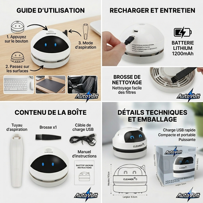 AutoVolt Cleaner : L’Aspirateur Robot Haute Précision – Voiture, Bureau & Maison