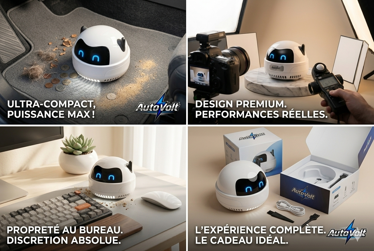 AutoVolt Cleaner : L’Aspirateur Robot Haute Précision – Voiture, Bureau & Maison