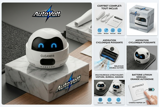 AutoVolt Cleaner : L’Aspirateur Robot Haute Précision – Voiture, Bureau & Maison